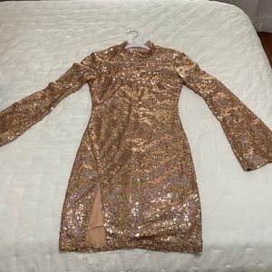 Kacey Musgraves Vibes Champagne Pink Sequin dress flare sleeves